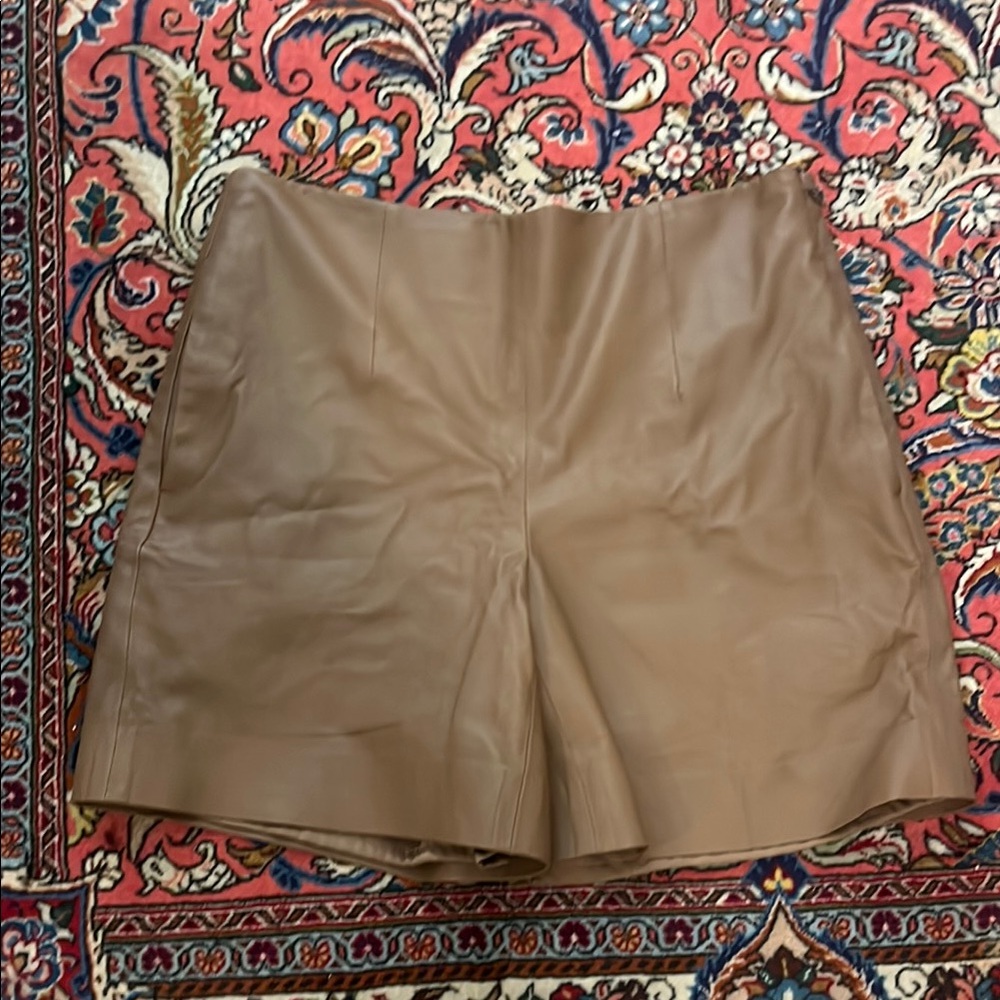Vince Tan Leather Shorts